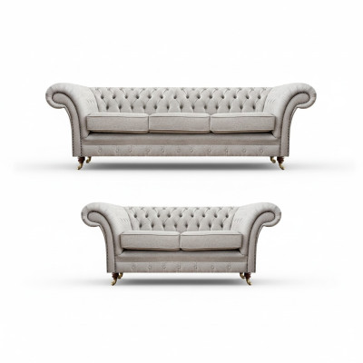 Luxus Set 2tlg Dreisitzer mit Zweisitzer Sofas Chesterfield Polstermöbel Sitz