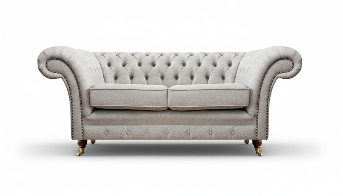 Polstermöbel Grau Zweisitzer Sofa Couch Wohnzimmer Chesterfield