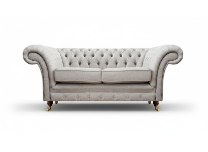 Polstermöbel Grau Zweisitzer Sofa Couch Wohnzimmer Chesterfield