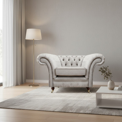 Wohnzimmer Luxus Sessel Polstermöbel Neu Grau Sitz Textil Chesterfield