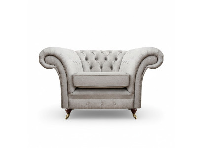 Wohnzimmer Luxus Sessel Polstermöbel Neu Grau Sitz Textil Chesterfield