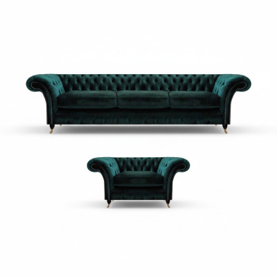 Luxus Komplett Wohnzimmer Sofa Couch Dreisitzer Neu Chesterfield Sessel