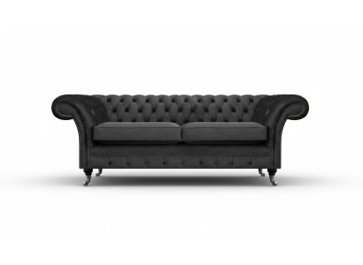 Luxus Schwarz Sofa Zweisitzer Textil Couch Wohnzimmer Einrichtung Chesterfield