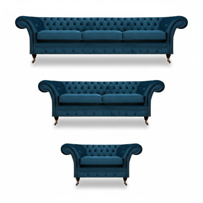 Designer Chesterfield Sofagarnitur Sofas Couch Polster Set Wohnzimmer 3+2+1