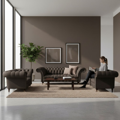 Luxus Komplett Designer Einrichtung Polstermöbel Set 3tlg Sofas Couch