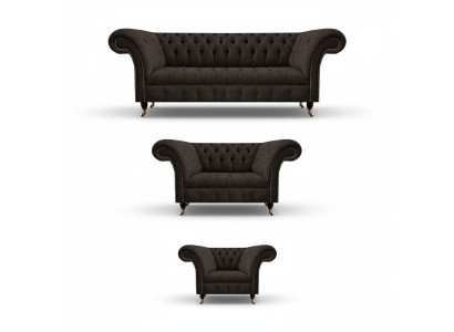 Luxus Komplett Designer Einrichtung Polstermöbel Set 3tlg Sofas Couch