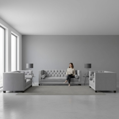 Luxus Wohnzimmer Moderne Sofagarnitur Set 2x Sofas Neu Sessel Garnituren