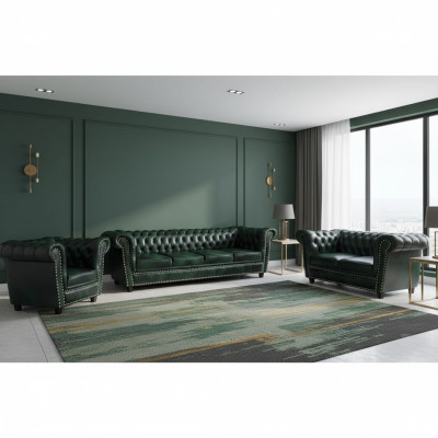 Luxus Ledersofa Komplett Sofagarnitur 3tlg Chesterfield Wohnzimmer Sessel 4+2+1
