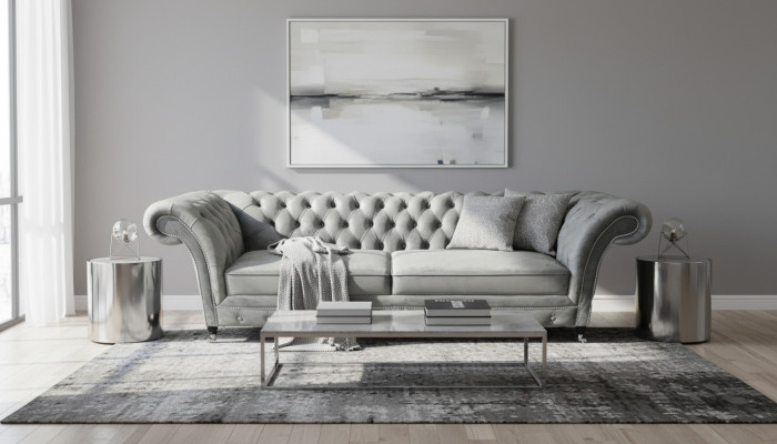 Polstermöbel Grau Sofa Zweisitzer Couch Designer Wohnzimmer Möbel Chesterfield