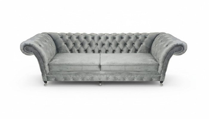 Polstermöbel Grau Sofa Zweisitzer Couch Designer Wohnzimmer Möbel Chesterfield
