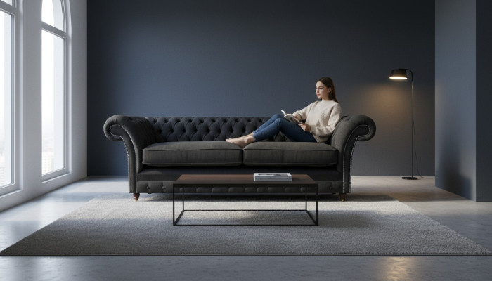 Polstermöbel Schwarz Polstersofa Designer Sofa Zweisitzer Couch Neu Chesterfield