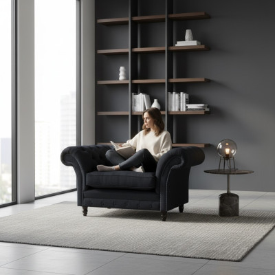 Wohnzimmer Blau Designer Sessel Chesterfield Polstersessel Einrichtung