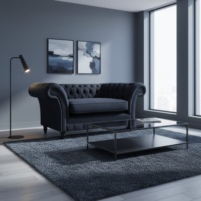 Wohnzimmer Blau Designer Sessel Chesterfield Polstersessel Einrichtung