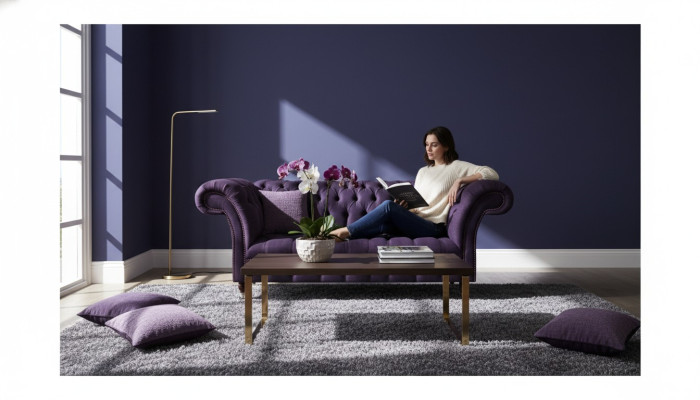 Luxus Sofa Dreisitze Lila Polstermöbel Wohnzimmer Couch Chesterfield Neu