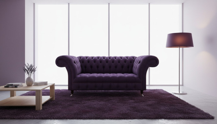 Luxus Sofa Dreisitze Lila Polstermöbel Wohnzimmer Couch Chesterfield Neu