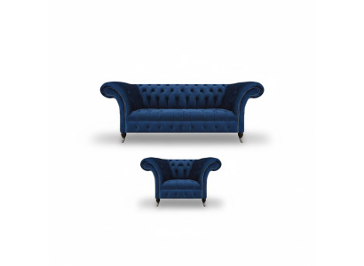 Blau Neu Sofa Dreisitze Wohnzimmer Sessel Chesterfield Polstersitz Einrichtung