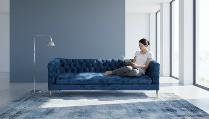 Modern Polstermöbel Sofa Dreisitze Couch Einrichtung Chesterfield Textil Stoff