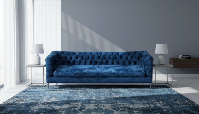 Modern Polstermöbel Sofa Dreisitze Couch Einrichtung Chesterfield Textil Stoff