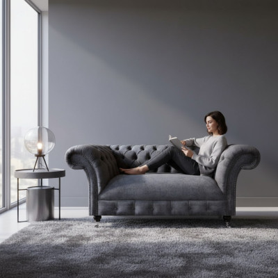 Luxus Sofa Zweisitzer Couch Polstermöbel Wohnzimmer Grau Sofas Chesterfield