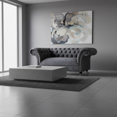 Luxus Sofa Zweisitzer Couch Polstermöbel Wohnzimmer Grau Sofas Chesterfield