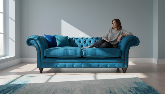 Wohnzimmer Textil Sofa Zweisitzer Couch Einrichtung Sitz Möbel Chesterfield