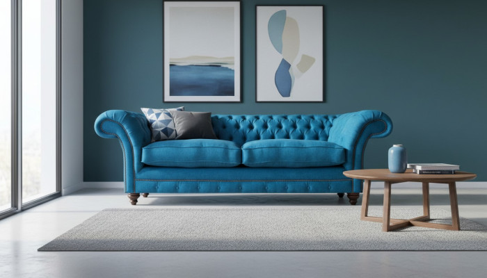 Wohnzimmer Textil Sofa Zweisitzer Couch Einrichtung Sitz Möbel Chesterfield