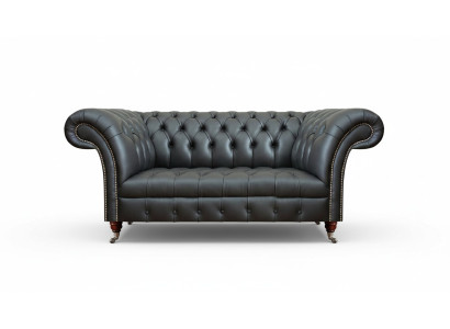 Leder Sofa Zweisitzer Couch Polstermöbel Polster Schwarz Möbel Chesterfield