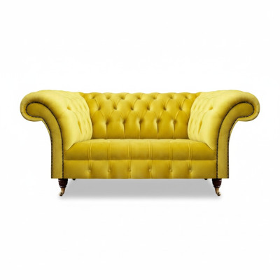 Zweisitzer Sofa Couch Gelb Modern Einrichtung Design Möbel Chesterfield