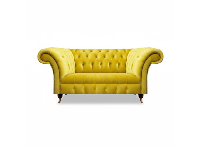 Zweisitzer Sofa Couch Gelb Modern Einrichtung Design Möbel Chesterfield