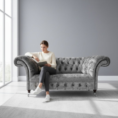 Wohnzimmer Zweisitzer Sofa Couch Modern Chesterfield Polstermöbel Neu