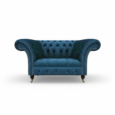 Modern Luxus Sofa Couch Zweisitzer Blau Chesterfield Textil Sofas Sitzmöbel