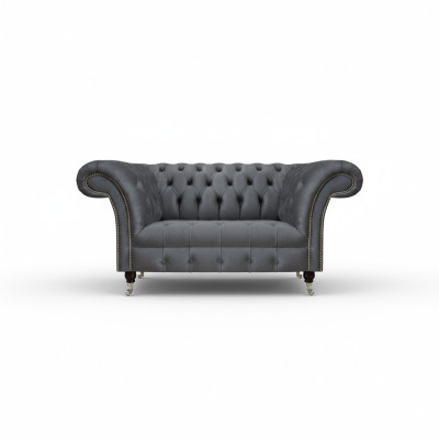 Wohnzimmer Grauer Chesterfield 2-Sitzer Designer Polstermöbel Zweisitzer