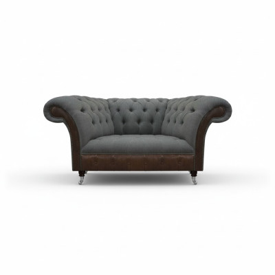Wohnzimmer Grau-Brauner Chesterfield 2-Sitzer Textilcouchen Luxus Möbel