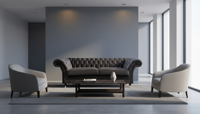Luxuriöser Chesterfield Schwarzer Zweisitzer Wohnzimmer Sitzmöbel Couch
