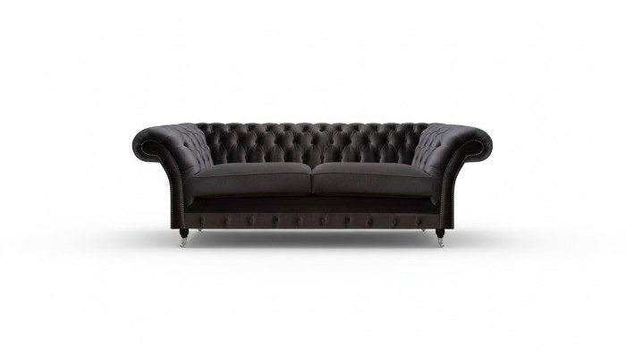 Luxuriöser Chesterfield Schwarzer Zweisitzer Wohnzimmer Sitzmöbel Couch