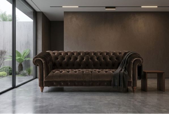 Moderne Braune Chesterfield Couch Designer Stoffsofas Edle Polster Möbel