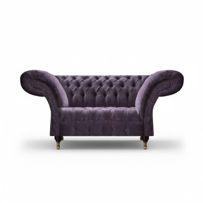 Lila Chesterfield Zweisitzer Moderne Wohnzimmer Polstercouch Edles Sofa