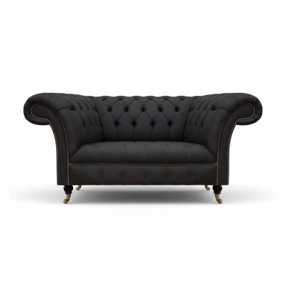 Luxus Chesterfield Sofas Designer Schwarzer Zweisitzer Wohnzimmer Möbel