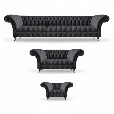 Schwarze Chesterfield Textilgarnitur Polstersitzmöbel Couchgarnituren