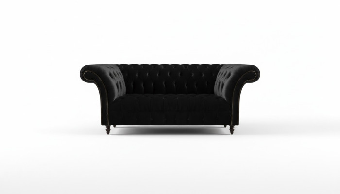Komplett Schwarze Chesterfield Couch Designer Textilsofas Polstercouch