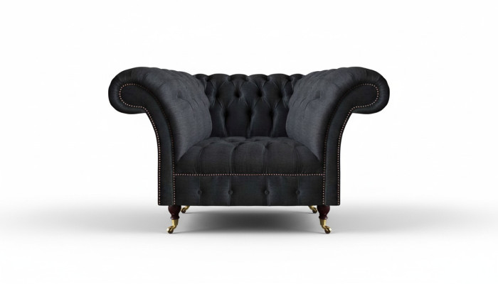 Wohnzimmer Chesterfield Schwarzer Einsitzer Textilsessel Edler Sessel