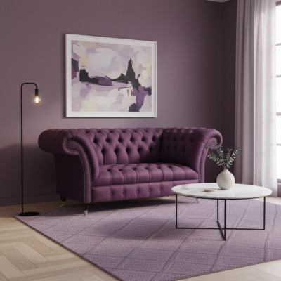Lila Chesterfield Polstersofa Wohnzimmer Designer Zweisitzer Edle Couch