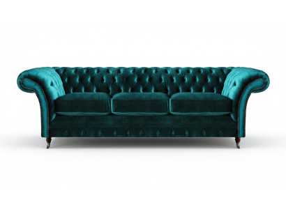 Wohnzimmer Grün Dreisitzer Sofa Couch Textil Möbel Polstersitz Möbel