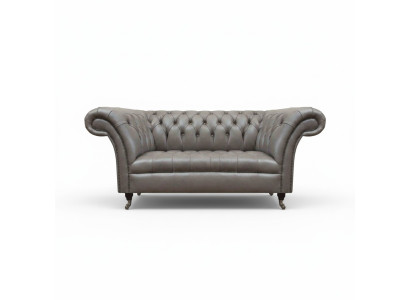 Grauer Chesterfield Zweisitzer Ledercouchen 2-Sitzer Polster Sitzmöbel