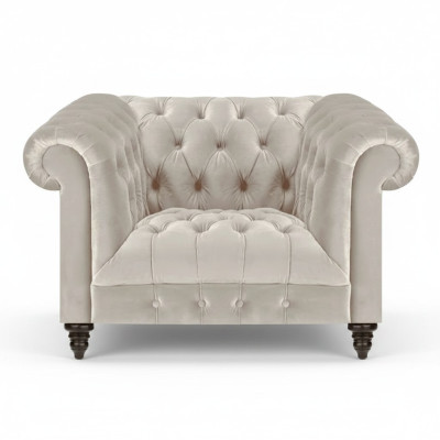 Weißer Chesterfield Polstersessel Designer Stoffsessel Textil SItzmöbel