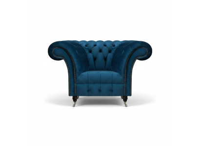 Moderner Blauer Chesterfield Sessel Designer Sitzmöbel Wohnzimmer Sitzer