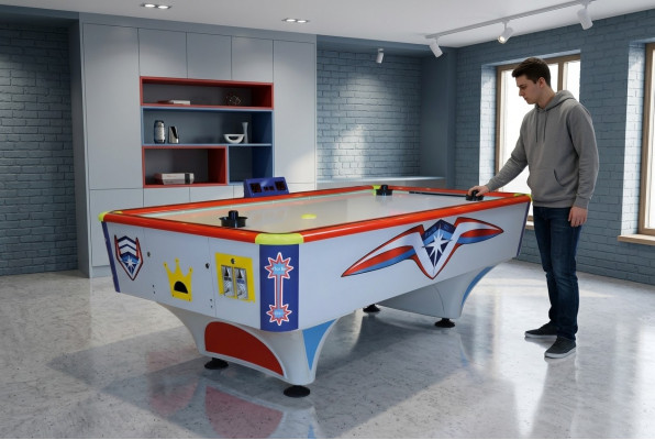 Večbarvna aluminijasta in MDF miza za zračni hokej