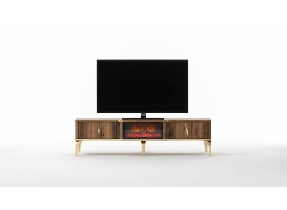  Luxuriöser Kaminsims TV-Tisch Wohnzimmer Lowboard Holz braun Sideboard