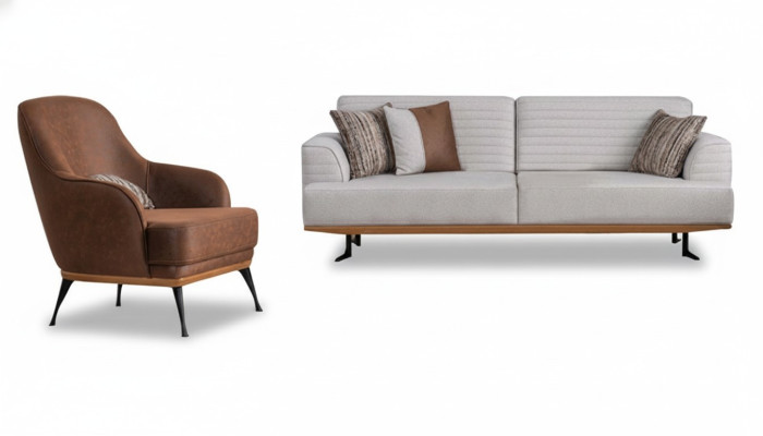Luxus 2tlg Sofagarnitur Dreisitzer-Sofa und Sessel für das Wohnzimmer