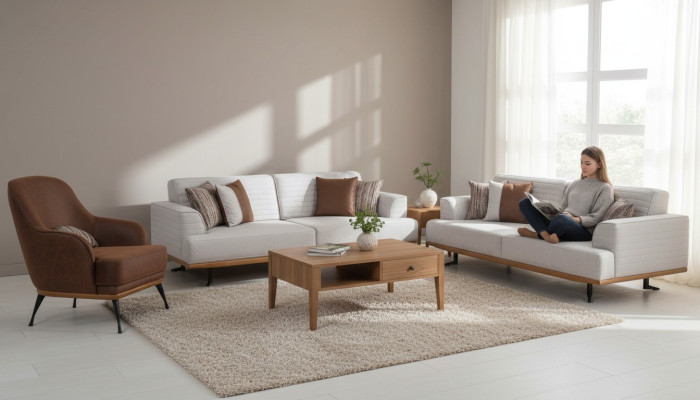 Luxus 3tlg Polstergarnitur Dreisitzer-Sofas & Sessel für Wohnzimmer
